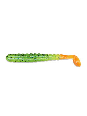 3" Bass Grub - Chartreuse Black Flake / Orange Tail