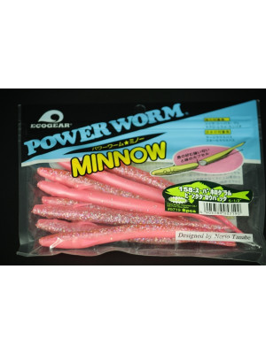 5.5" Minnow  - 158 Clear Super Hologram Glitter / Silk Pink Glow Back
