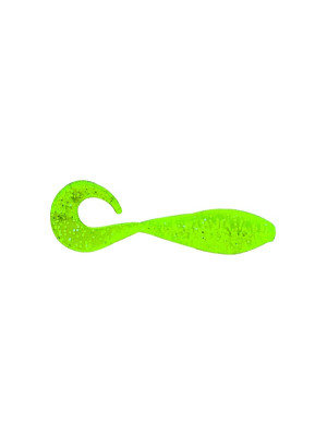 2" Curly Shad - Chartreuse Silver Glitter